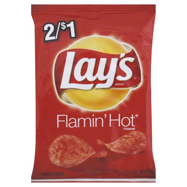 slide 1 of 1, Lay's Potato Chips, Flamin' Hot Flavored, 1.13 oz