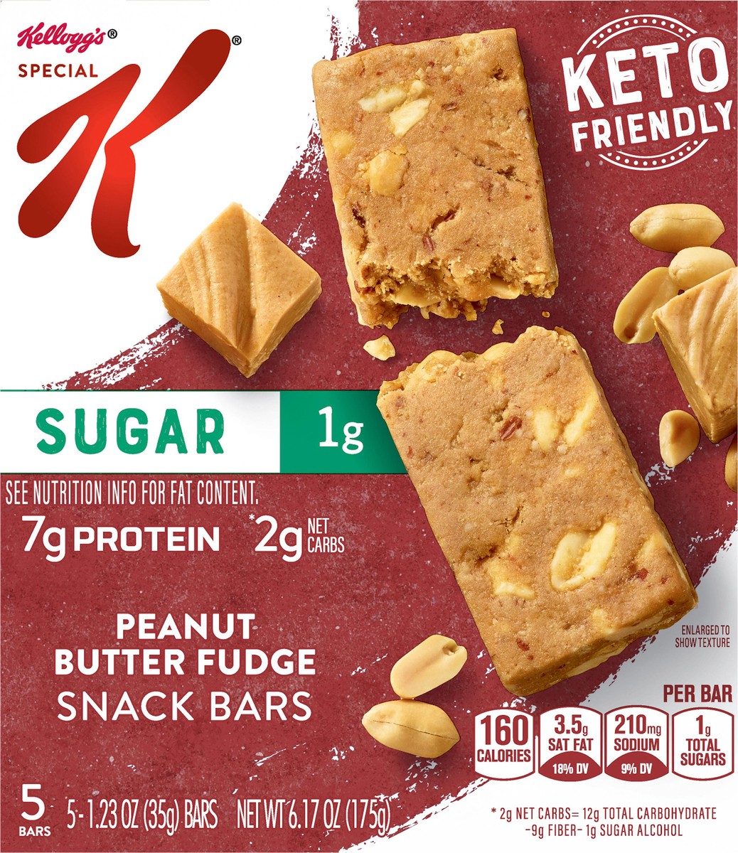 slide 14 of 14, Special K Kellogg's Special K Snack Bars, Keto Friendly, Peanut Butter Fudge, 6.17 oz, 5 Count, 6.17 oz