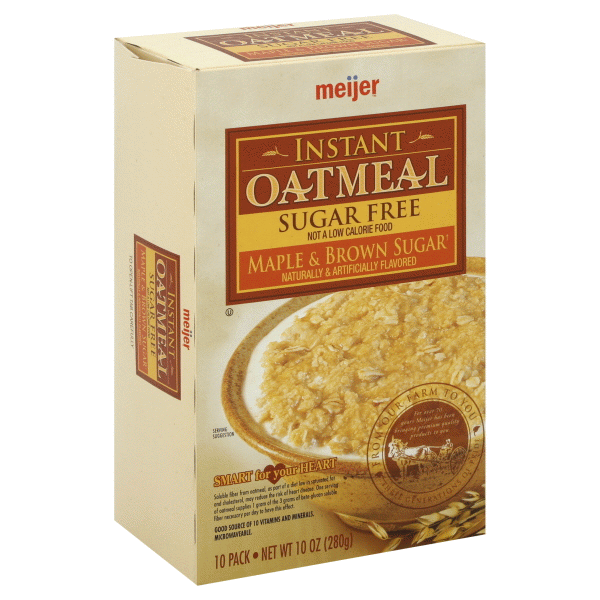 slide 1 of 1, Meijer Instant Oatmeal Sugar-Free Maple & Brown Sugar, 10 oz