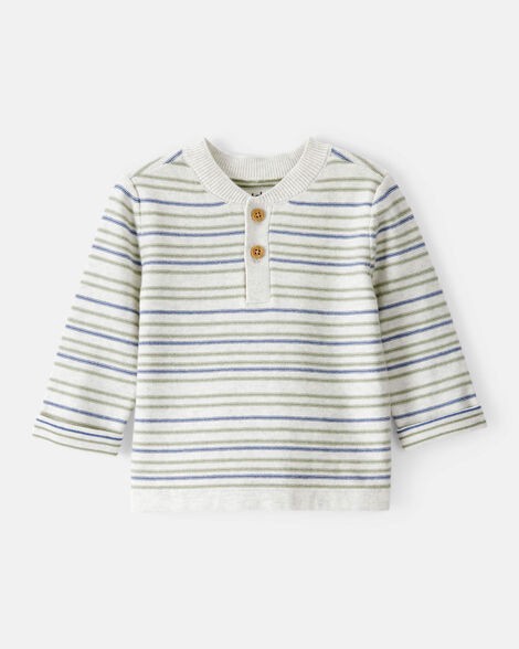 slide 1 of 2, Baby Boy Long-Sleeve Stripe Fashion Top - Grey Grey 3M, 1 ct