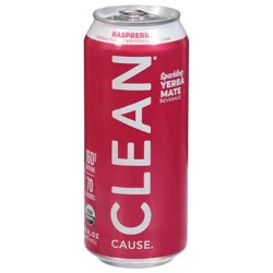 CLEAN CAUSE Sparkling Raspberry Yerba Mate Beverage 16 fl oz