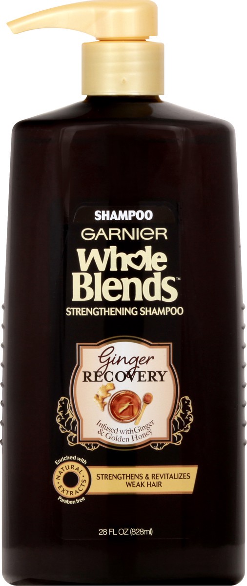 slide 1 of 9, Garnier Whole Blends Ginger Recovery Strengthening Shampoo, 28 fl oz