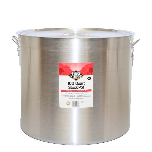 slide 1 of 1, First Street Lid Stock Pot Aluminum 100 Quart, 1 ct