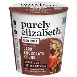 Purely Elizabeth Dark Chocolate Chunk Superfood Oatmeal with Prebiotic Fiber Cup 1.76 oz