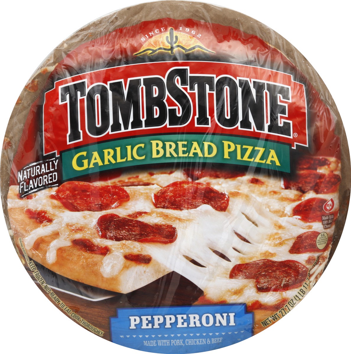 slide 2 of 6, Tombstone Pepperoni Pizza With Garlic Crust, 27.7 oz