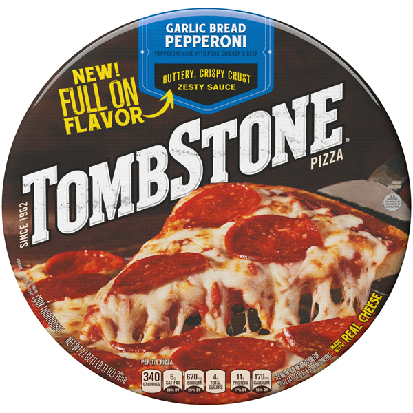 slide 1 of 6, Tombstone Pepperoni Pizza With Garlic Crust, 27.7 oz