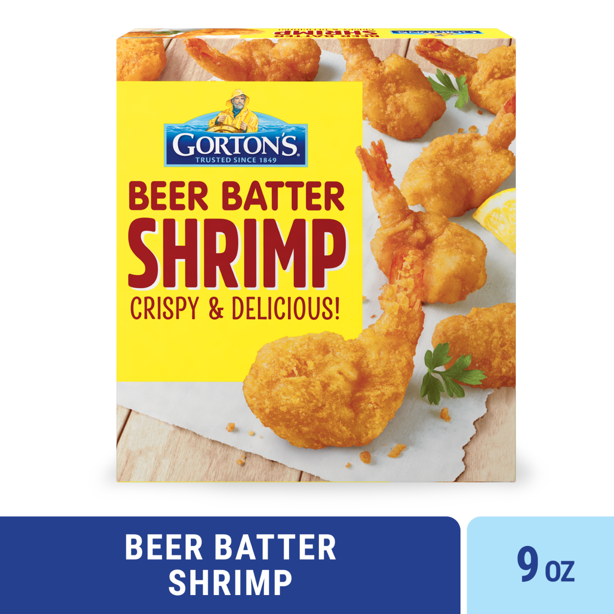 slide 1 of 9, Gorton's Gorton''s Beer Battered 100% Whole Shrimp, Battered Tail-On Shrimp, Frozen, 9 Ounce Package, 9 oz