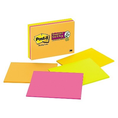 slide 1 of 1, Post - it Notes Super Sticky Large Format Notes - 8 x 6 - Multi-Colored, 1 ct