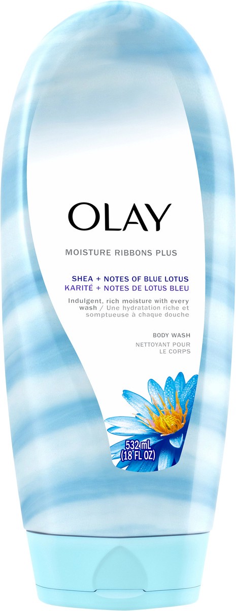 slide 1 of 25, Olay Moisture Ribbons Plus Shea + Notes of Blue Lotus Body Wash, 18 fl oz, 18 fl oz