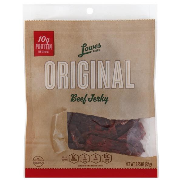 slide 1 of 1, Lowes Foods Beef Jerky Orignal, 3.25 oz