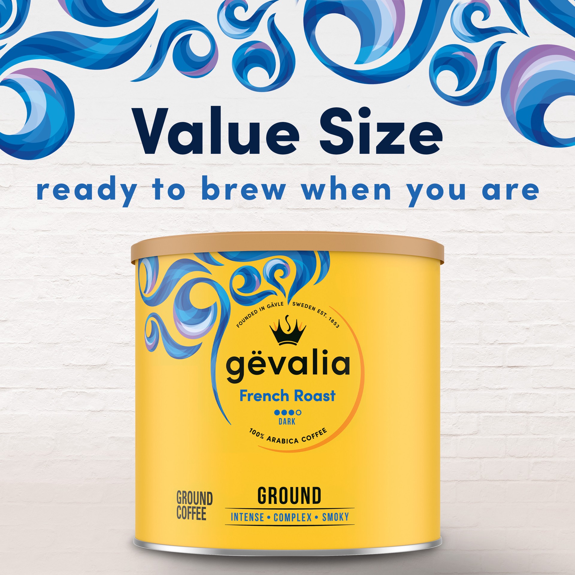 slide 4 of 4, Gevalia French Roast Dark Roast Ground Coffee, 27.6 oz Canister, 27.8 oz