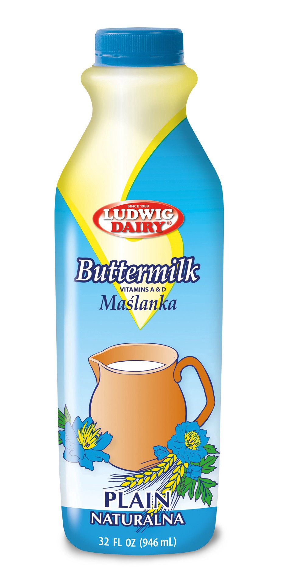 slide 1 of 1, Ludwig Dairy Plain Buttermilk, 32 oz