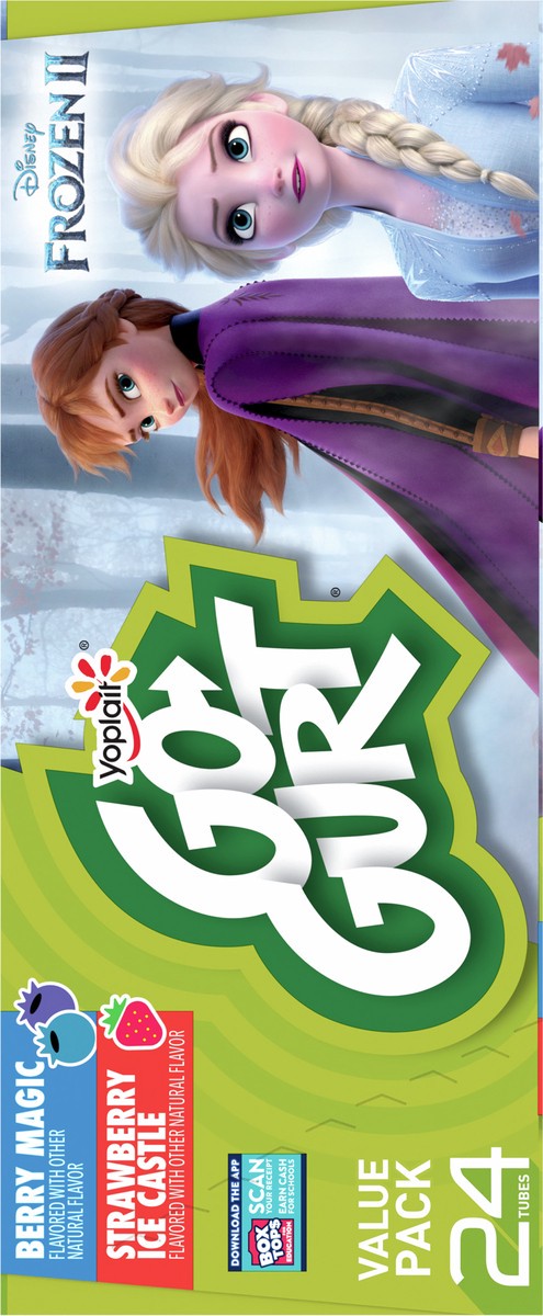 slide 7 of 16, Go-GURT Disney Frozen Berry Magic and Strawberry Ice Castle Kids Fat Free Yogurt Variety Pack, Gluten Free, 2 oz. Yogurt Tubes (24 Count), 24 ct