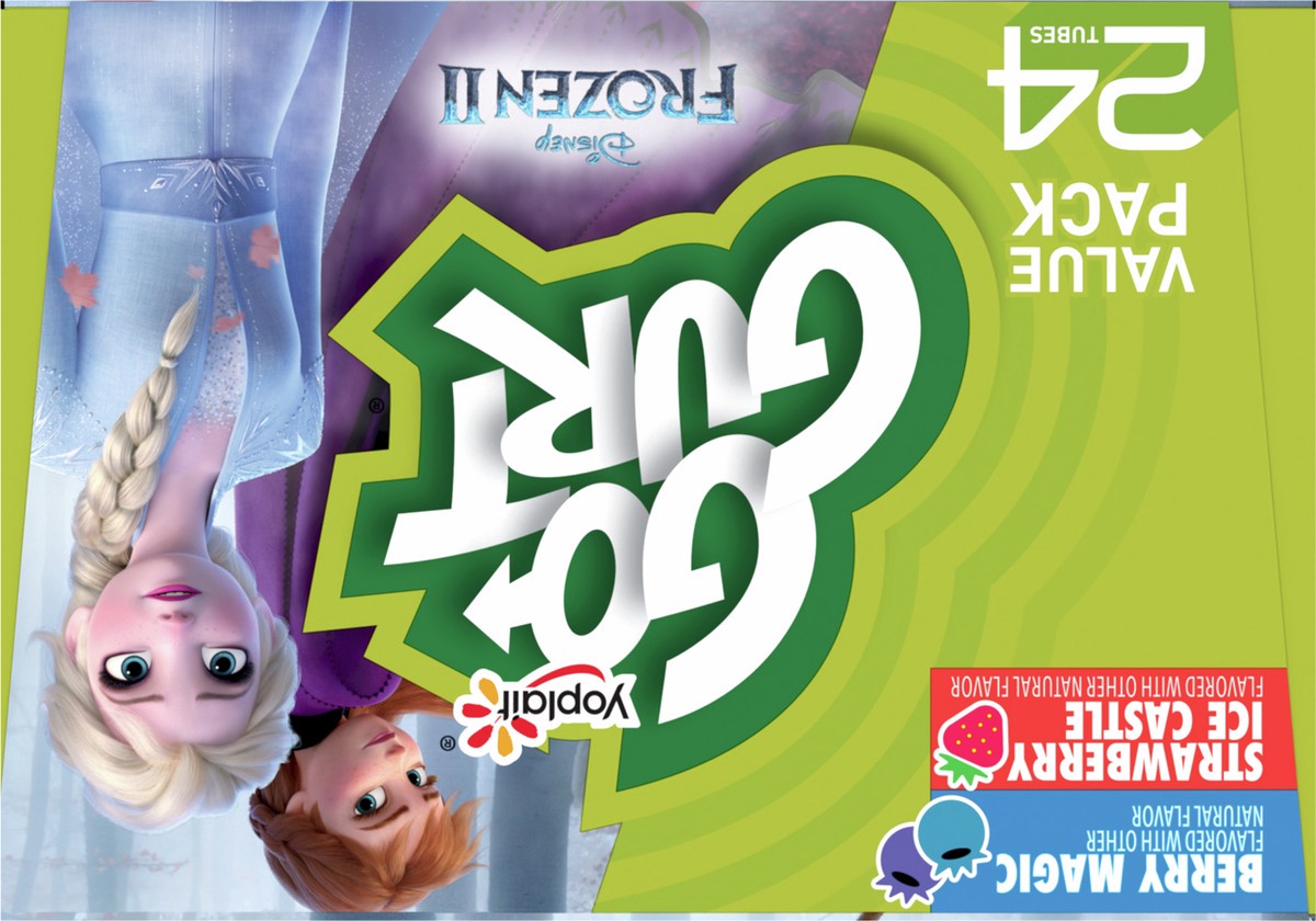 slide 11 of 16, Go-GURT Disney Frozen Berry Magic and Strawberry Ice Castle Kids Fat Free Yogurt Variety Pack, Gluten Free, 2 oz. Yogurt Tubes (24 Count), 24 ct