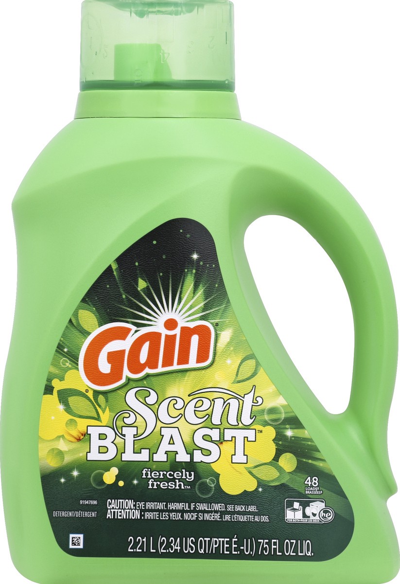 slide 5 of 6, Gain Scent Blast Fiercely Fresh Liquid Laundry Detergent, 75 fl oz