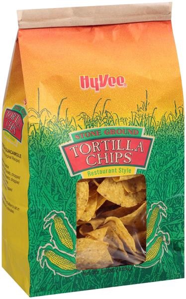 slide 1 of 1, Hy-Vee Stone Ground Restaurant Style Tortilla Chips, 15 oz