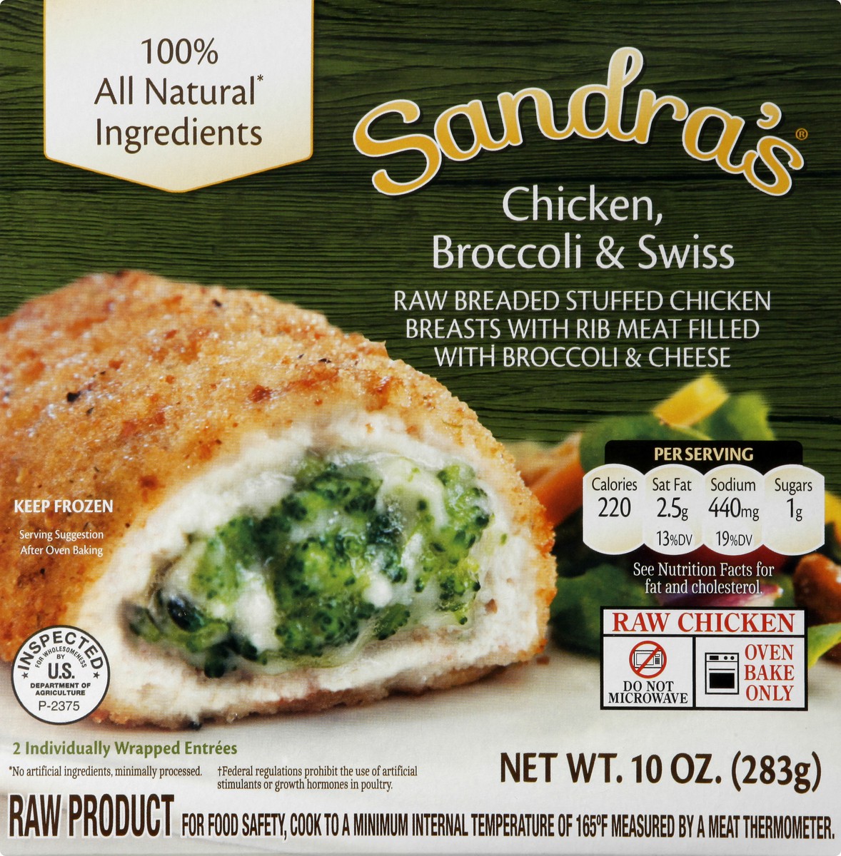 slide 12 of 13, Sandra's Chicken, Broccoli & Swiss Stuffed Chicken Breasts 2 ea, 2 ct