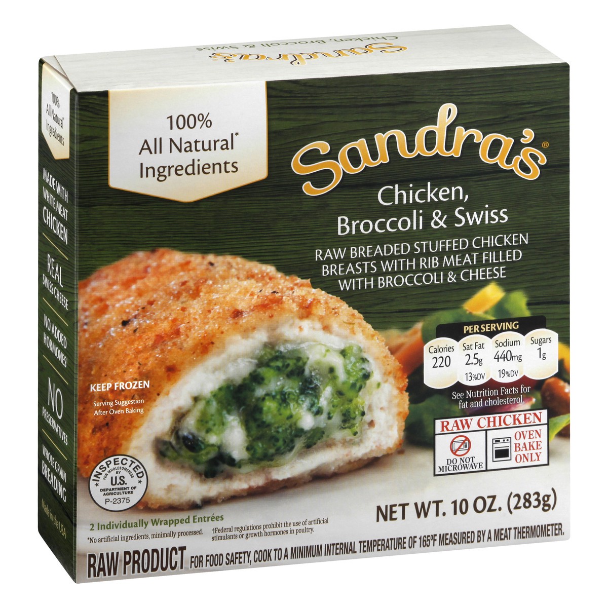 slide 4 of 13, Sandra's Chicken, Broccoli & Swiss Stuffed Chicken Breasts 2 ea, 2 ct