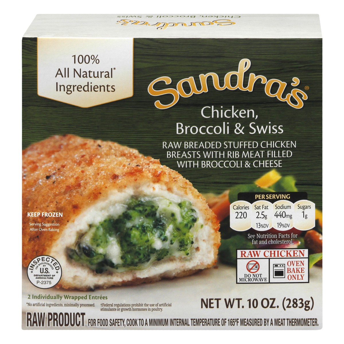 slide 1 of 13, Sandra's Chicken, Broccoli & Swiss Stuffed Chicken Breasts 2 ea, 2 ct