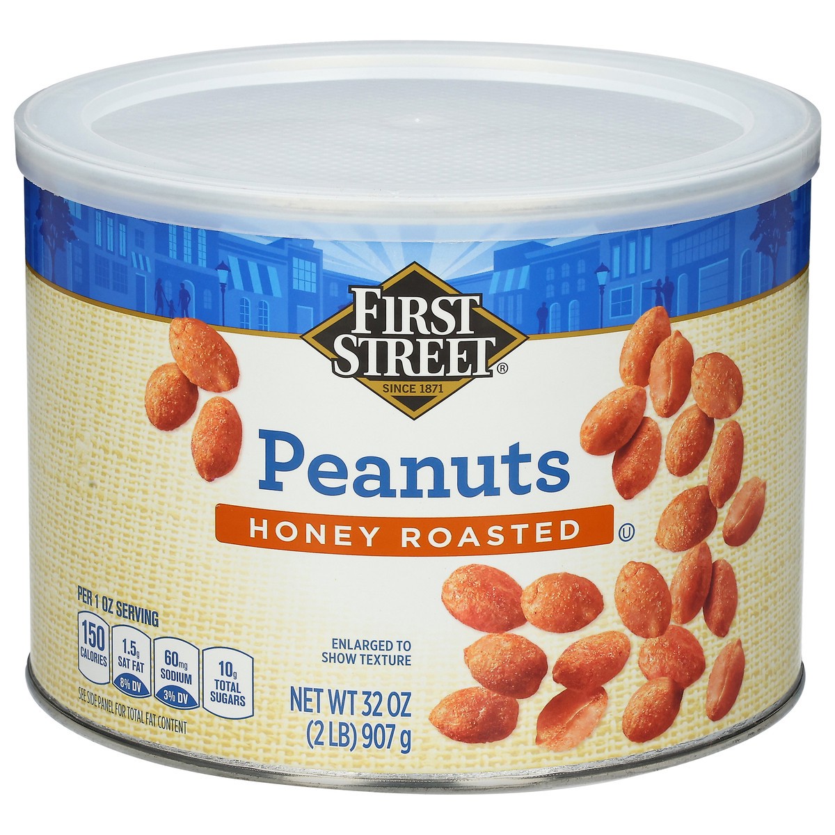 slide 1 of 6, First Street Honey Roasted Peanuts, 32 oz
