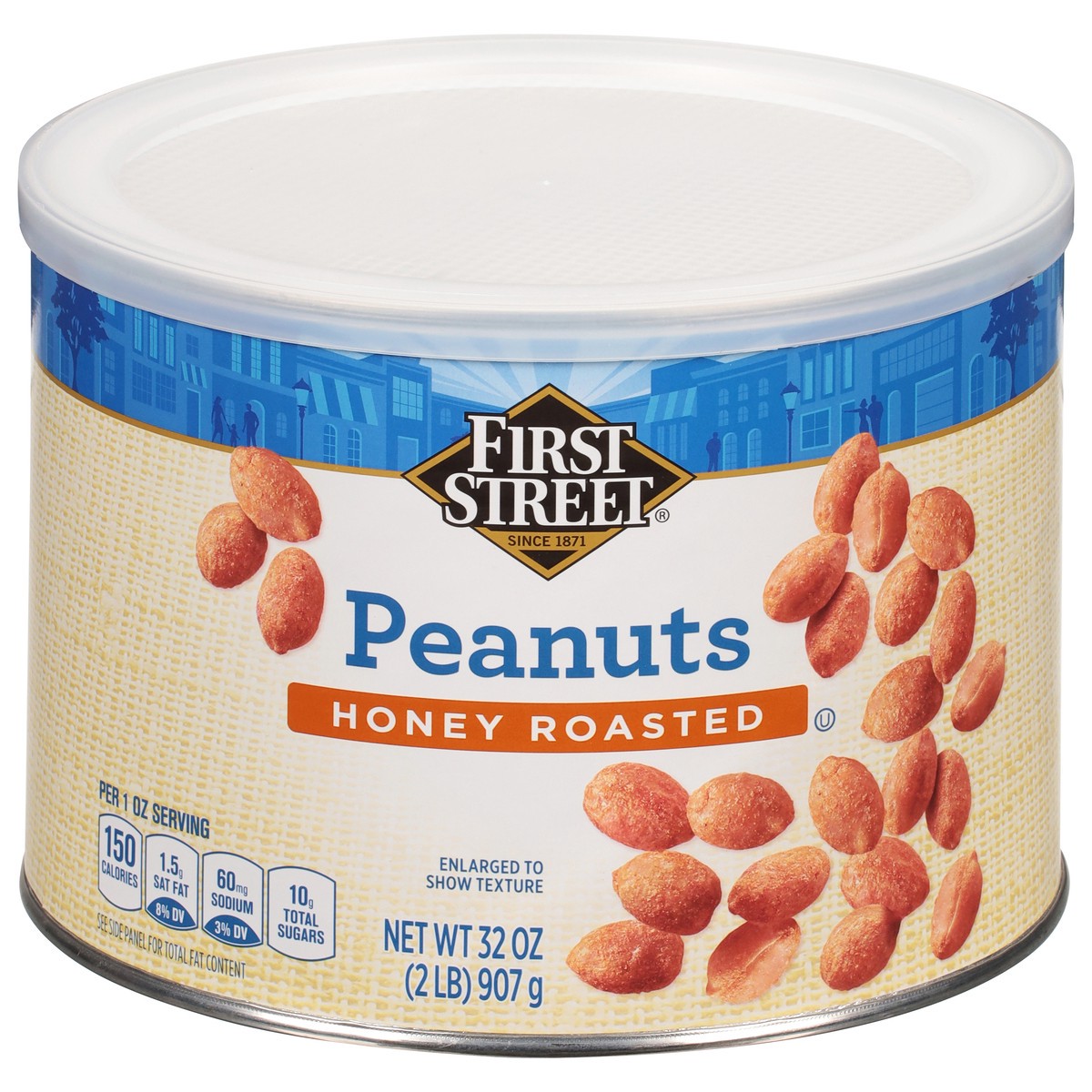 slide 1 of 6, First Street Honey Roasted Peanuts, 32 oz