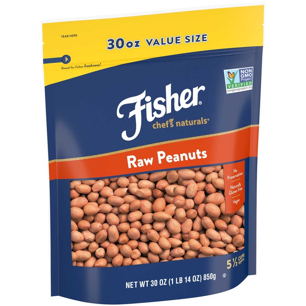 slide 2 of 8, Fisher Raw Peanuts, 30 oz