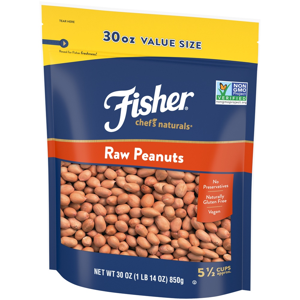 slide 3 of 8, Fisher Raw Peanuts, 30 oz