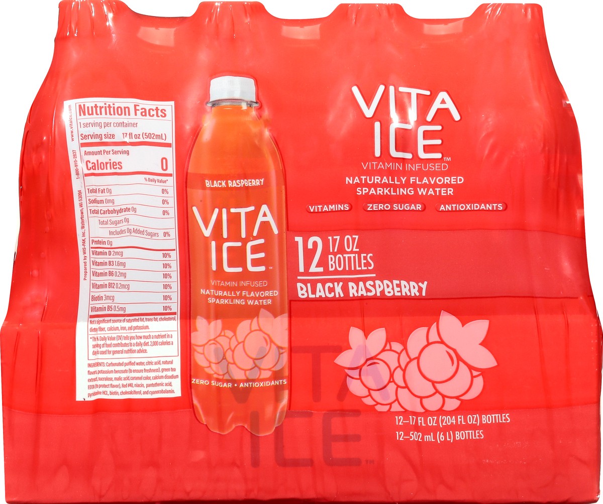 slide 3 of 9, Vita Ice 12 Pack Black Raspberry Sparkling Water 12 ea - 12 ct, 12 ct