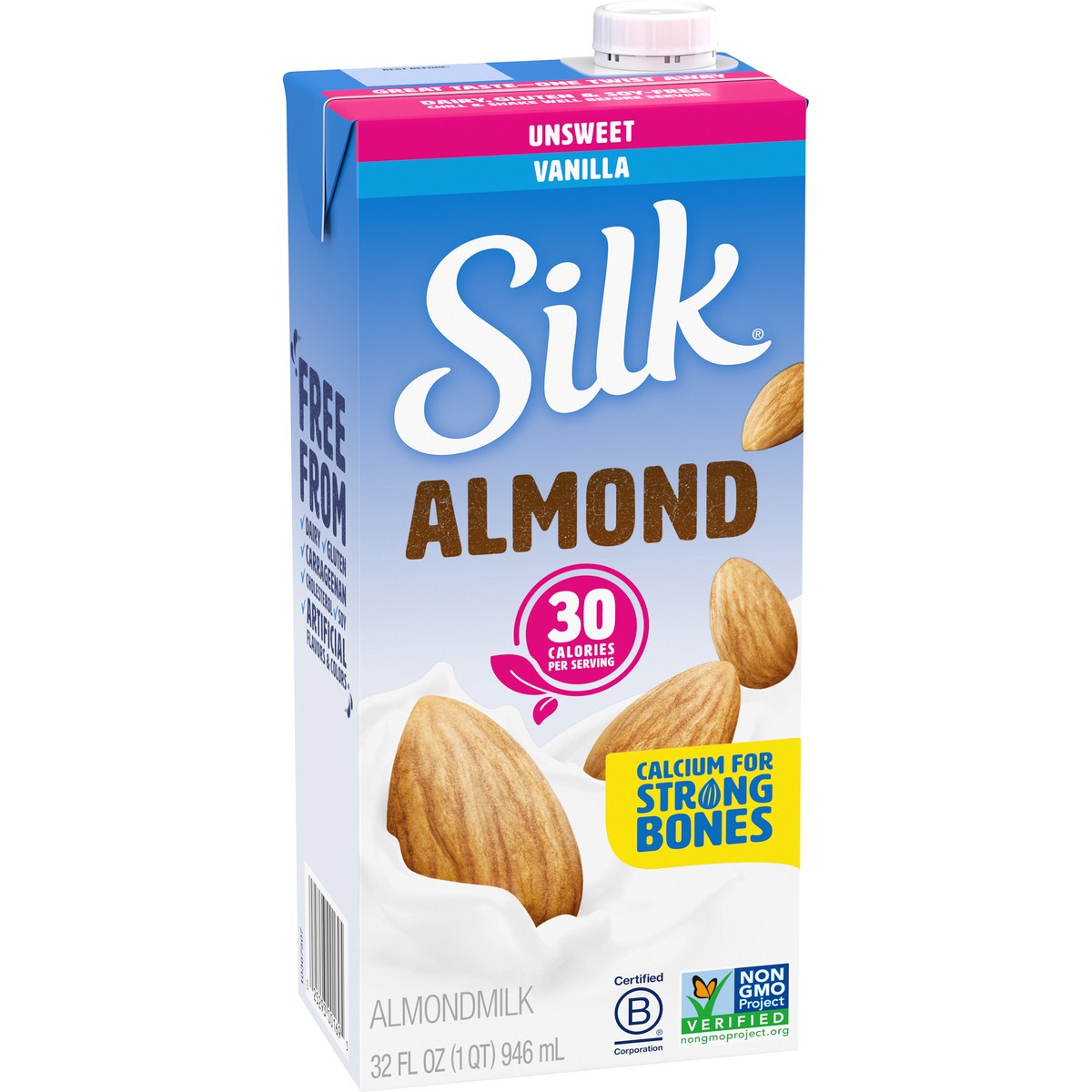 slide 2 of 9, Silk Unsweetened Vanilla Almond Milk, 32 fl oz
