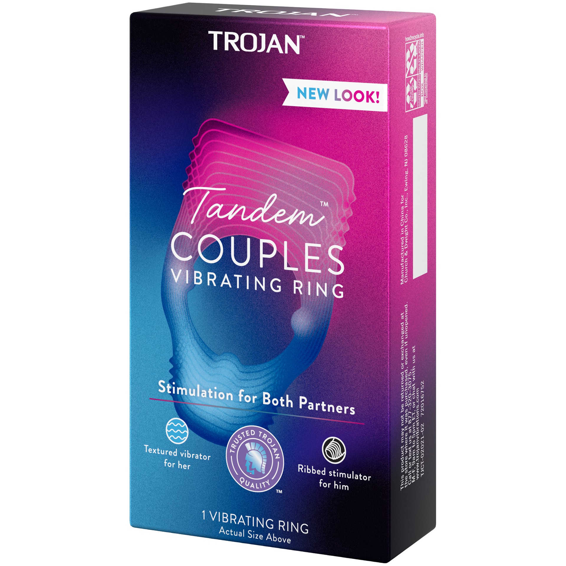 slide 3 of 5, Trojan Tandem Couples Vibrating Ring 1 ea, 1 ct