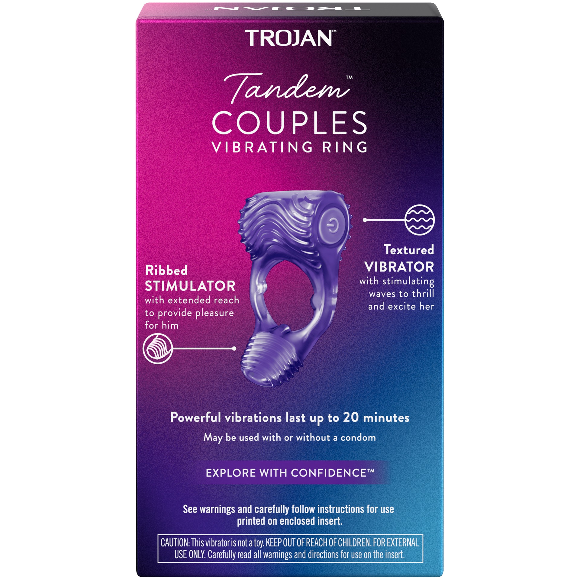 slide 5 of 5, Trojan Tandem Couples Vibrating Ring 1 ea, 1 ct