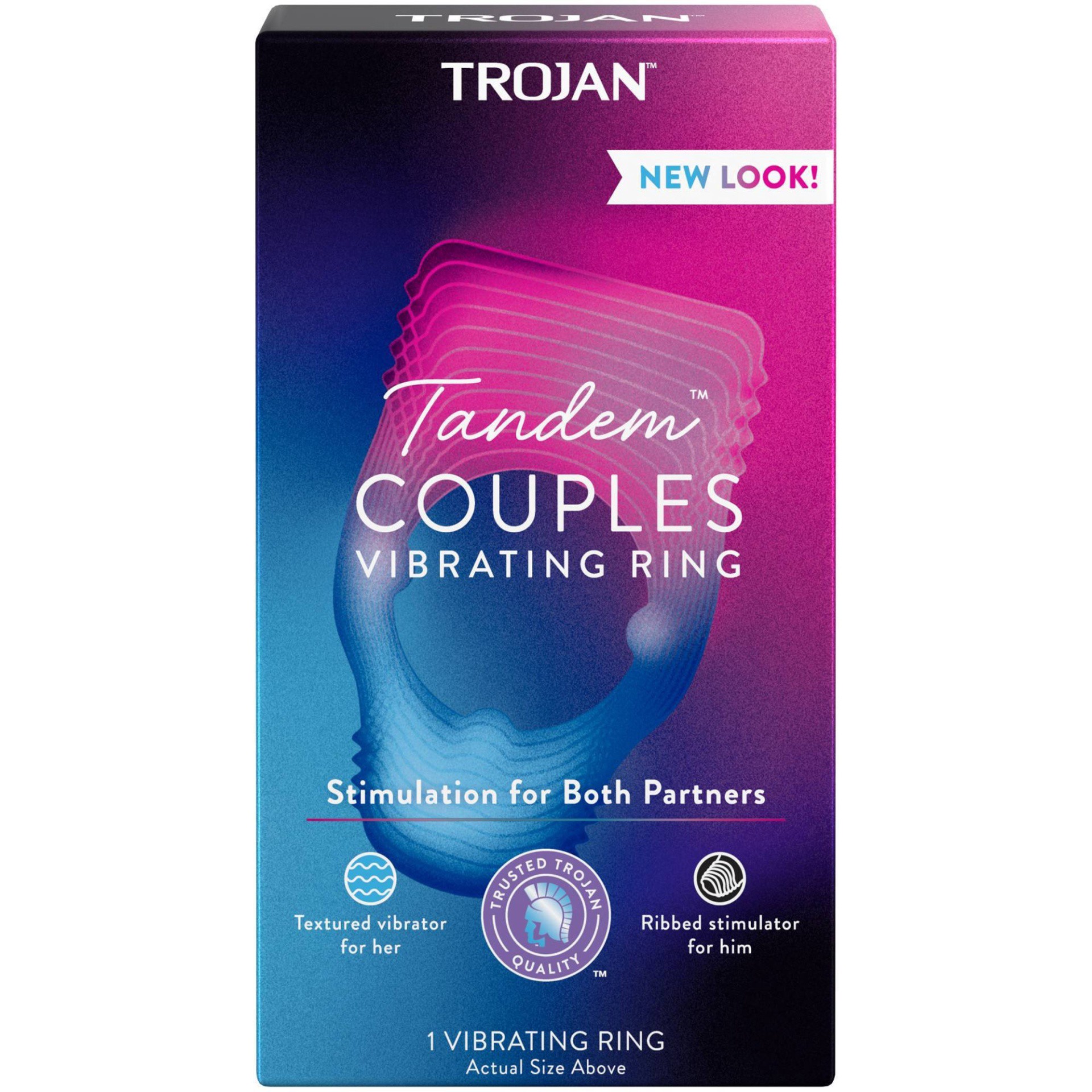 slide 1 of 5, Trojan Tandem Couples Vibrating Ring 1 ea, 1 ct