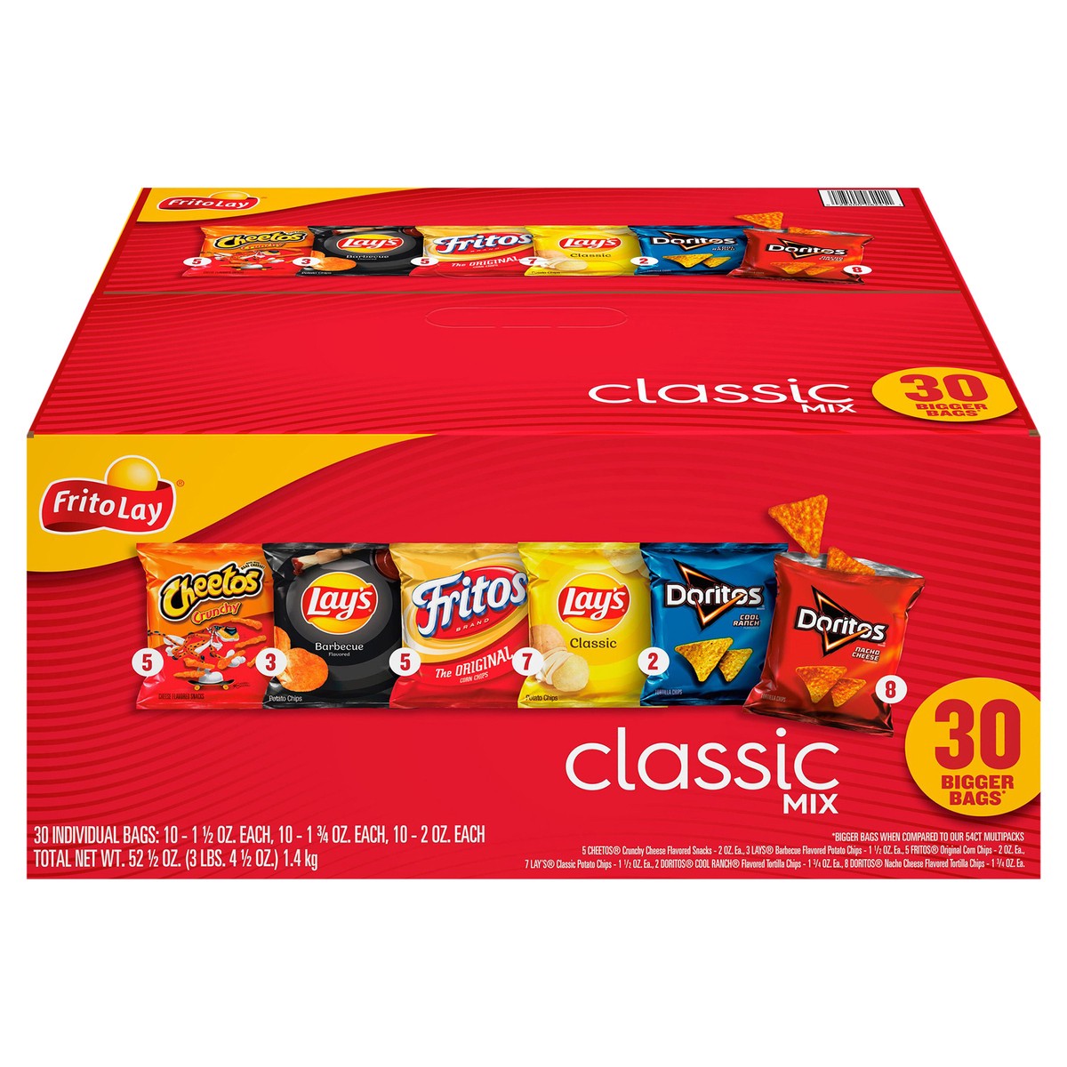 slide 1 of 1, Frito-Lay Snacks Classic Mix Variety 52 1/2 Oz 30 Count, 30 ct