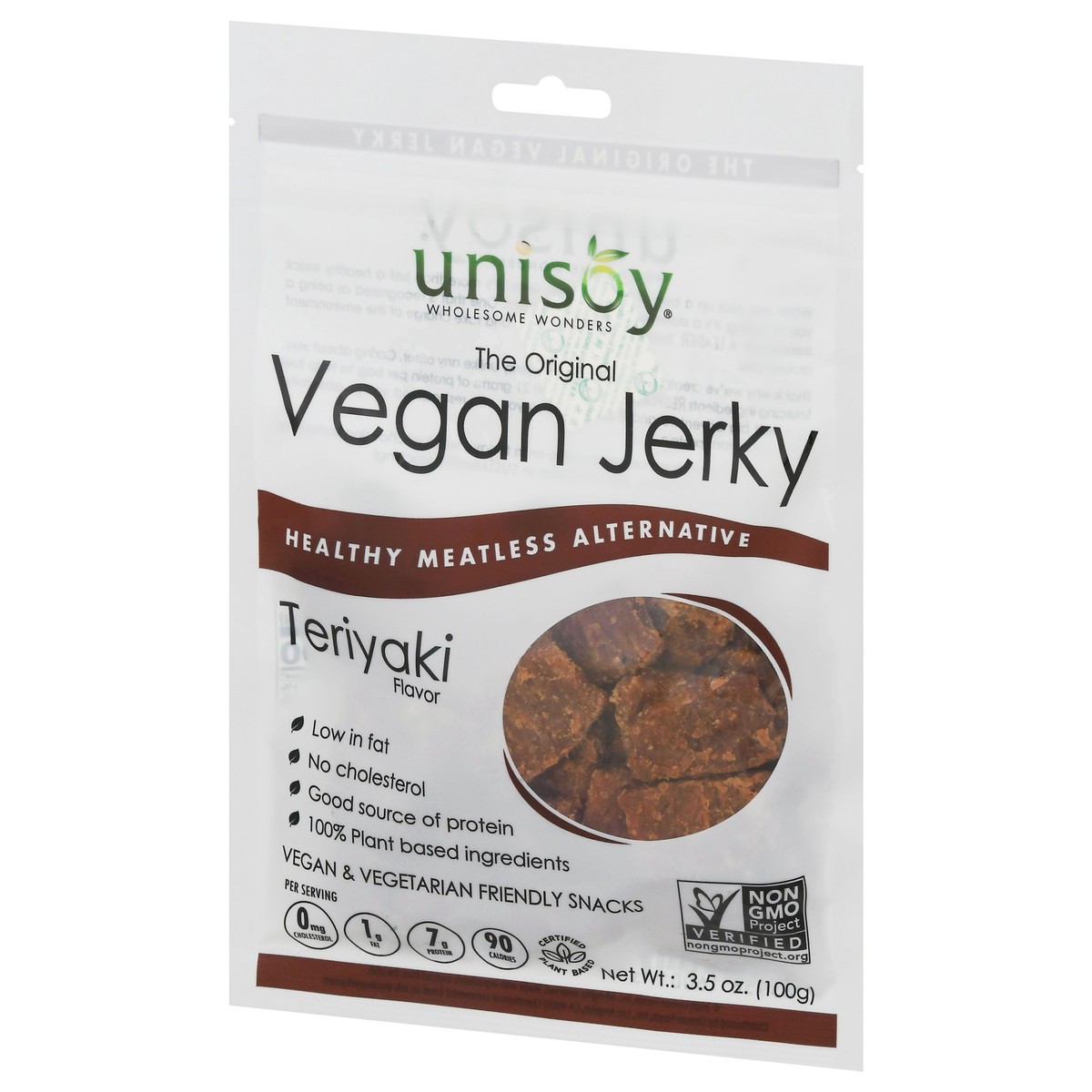 slide 3 of 11, Unisoy The Original Teriyaki Flavor Vegan Jerky 3.5 oz, 3.5 oz