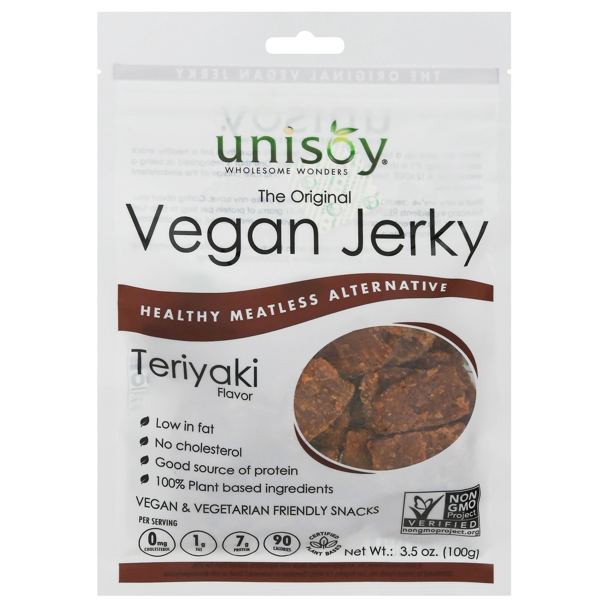slide 1 of 11, Unisoy The Original Teriyaki Flavor Vegan Jerky 3.5 oz, 3.5 oz
