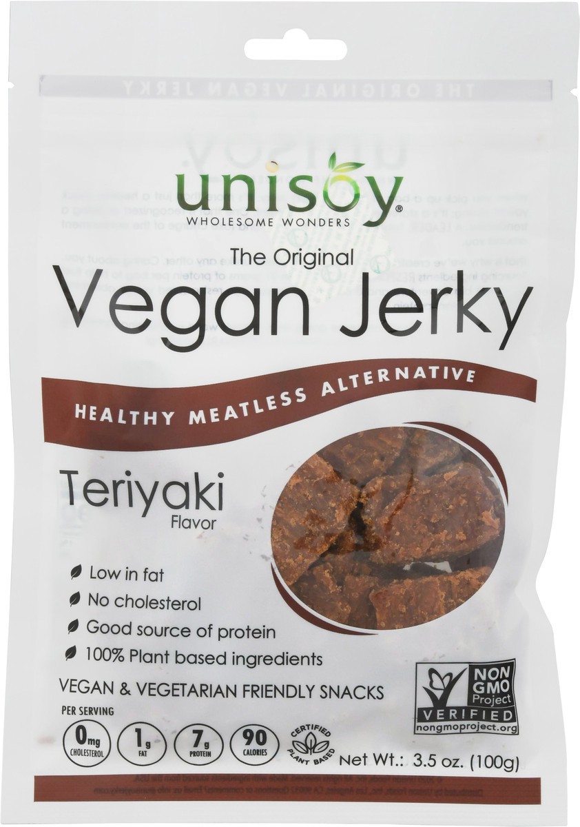 slide 9 of 11, Unisoy The Original Teriyaki Flavor Vegan Jerky 3.5 oz, 3.5 oz