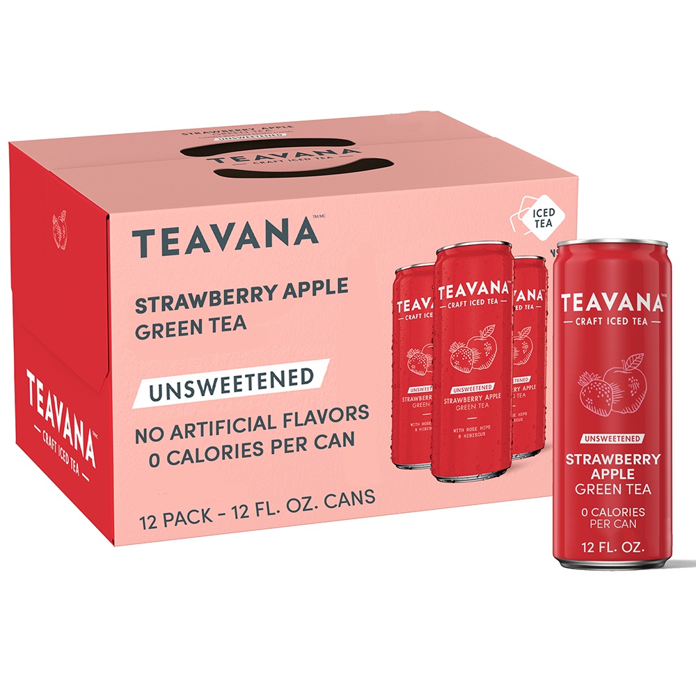slide 1 of 1, Teavana™ Craft Iced Tea Unsweetened Strawberry Apple Green Tea, 12 fl. oz. Can, 12 fl oz