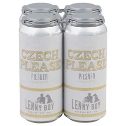 Lenny Boy Brewing Co. Pilsner Czech Please Beer - 4 x 1 pint Cans