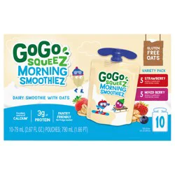 GoGo SqueeZ Morning SmoothieZ Strawberry and Mixed Berry Variety Pack Snack Pouch