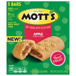 Mott's Soft Baked Apple Filled Bars, Apple Flavor Snacks, Made with Real Fruit, 5 Ct, 6.55 oz