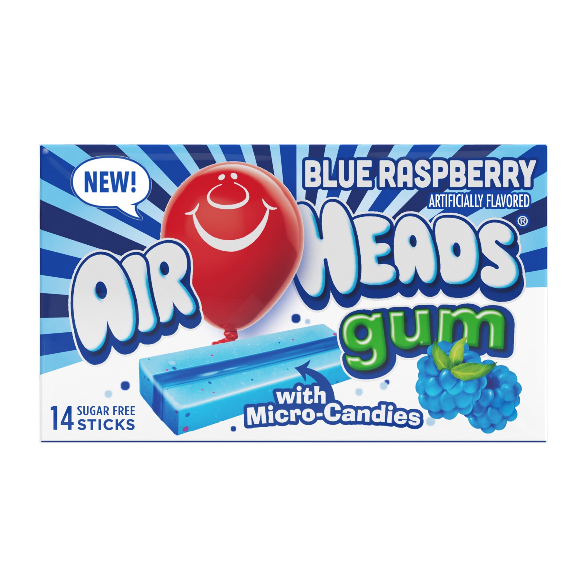 slide 1 of 2, Airheads Blue Raspberry Gum, 14 ct
