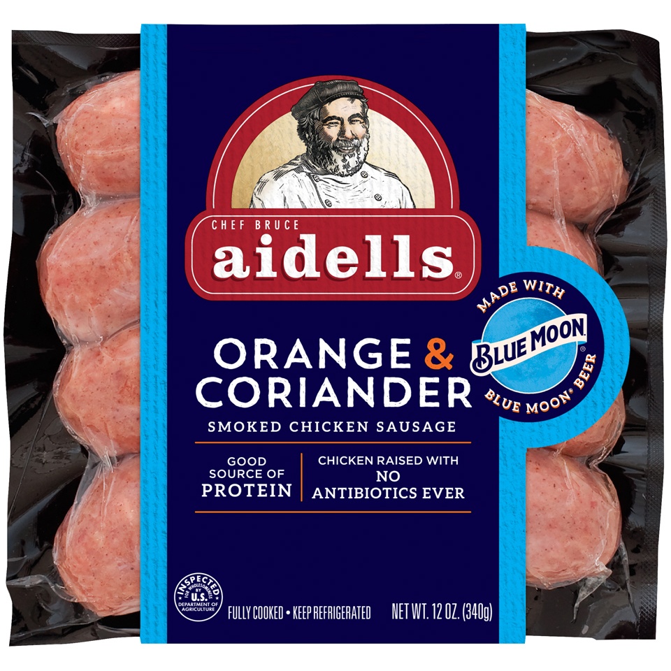 slide 1 of 4, Aidells Orange & Coriander Smoked Chicken Sausage, 4 ct