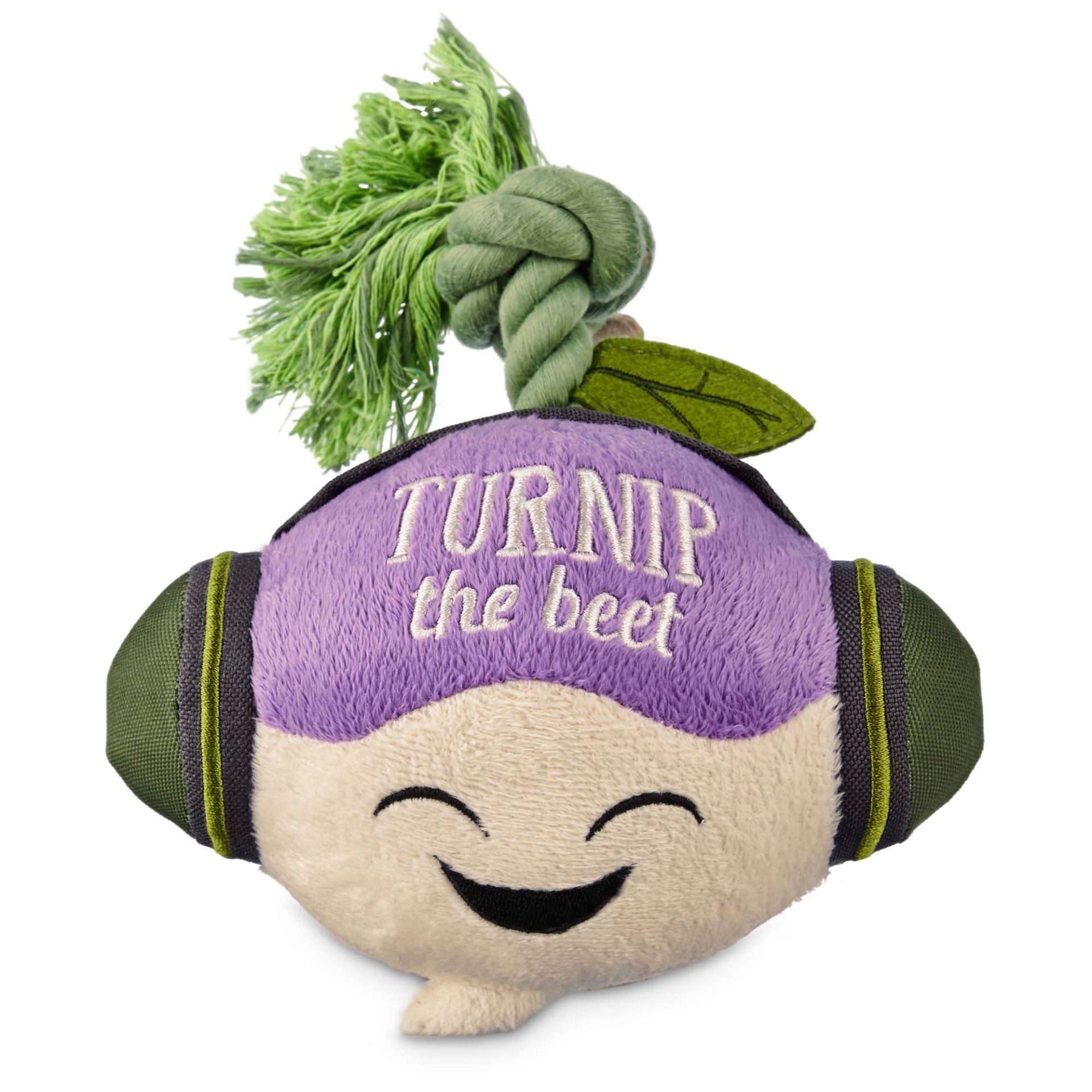 slide 1 of 1, Leaps & Bounds Play Plush Turnip the Beet Dog Toy, SM