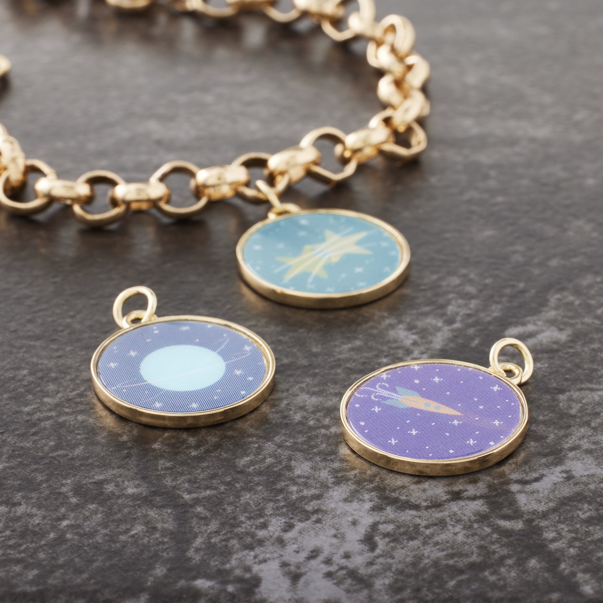 slide 4 of 6, Round Lenticular Space Charm Set By Bead Landing, 20mm x 22mm