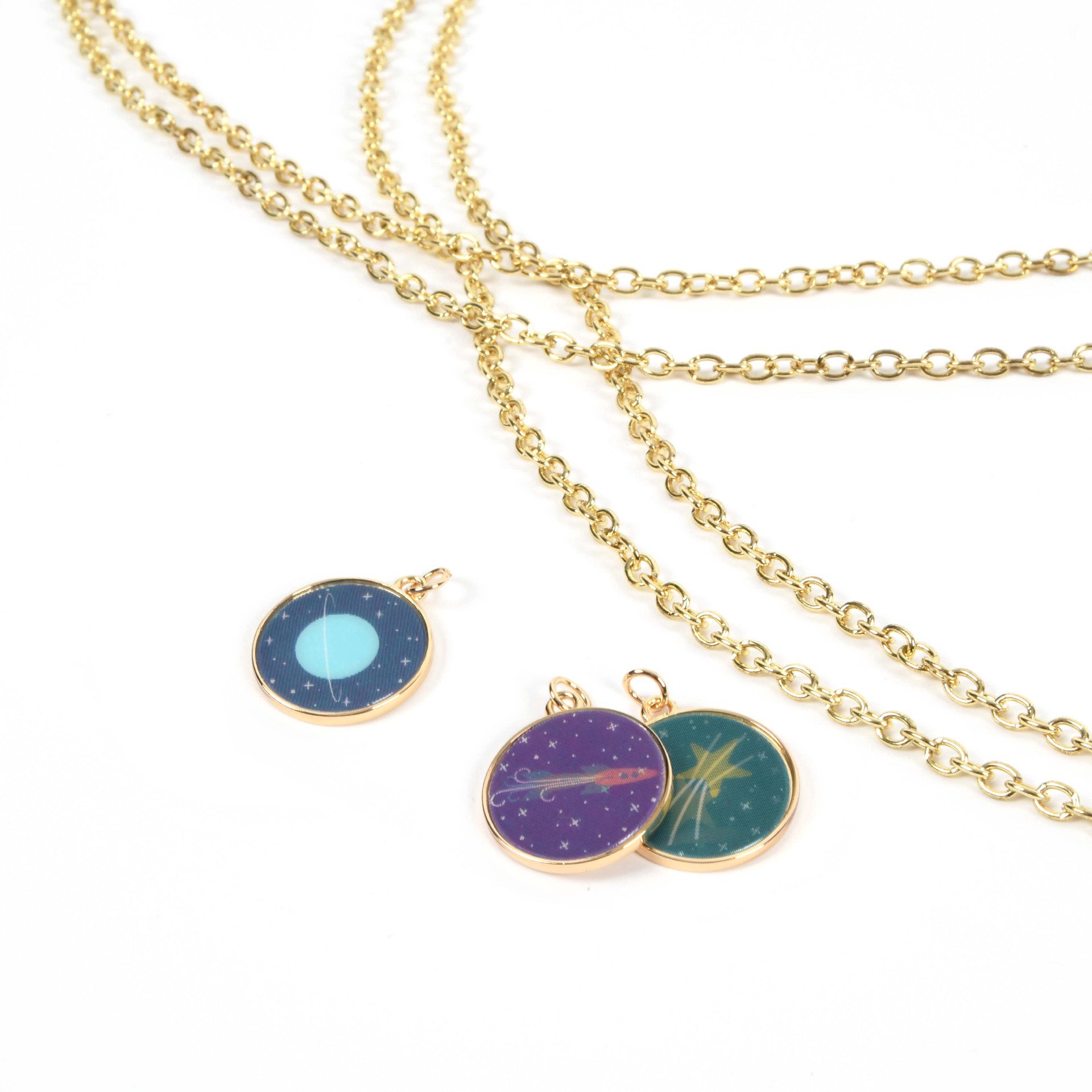 slide 3 of 6, Round Lenticular Space Charm Set By Bead Landing, 20mm x 22mm