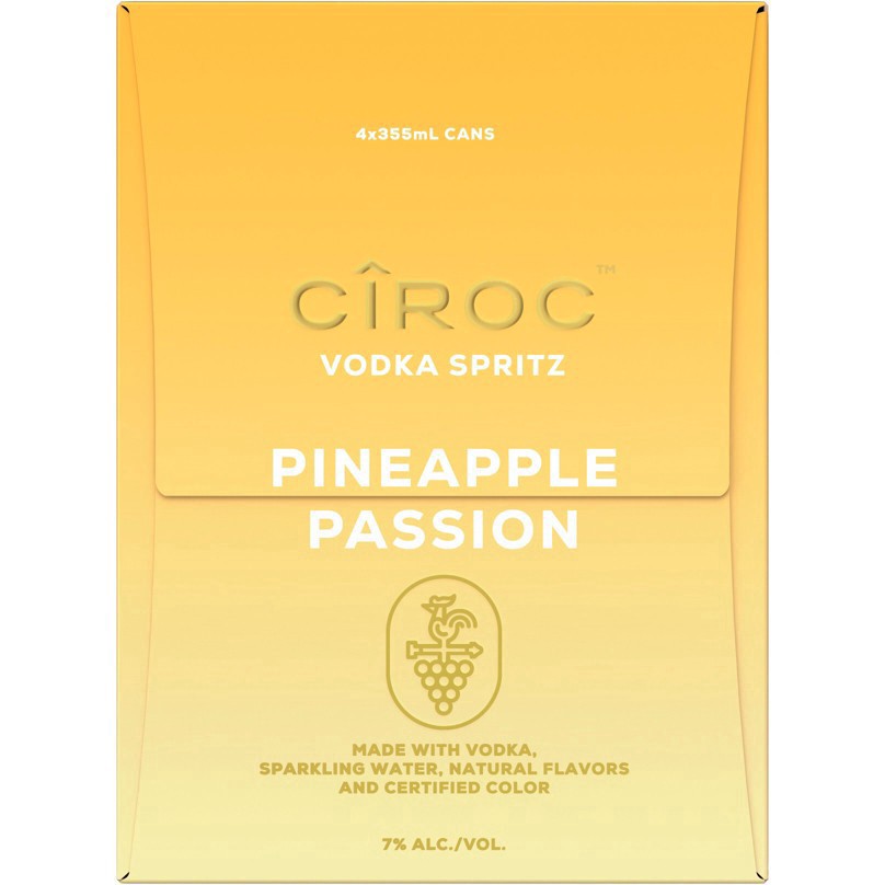 slide 7 of 13, CIROC Vodka Spritz Pineapple Passion, 4-PACK (4 x 12 fl oz), 355 ml