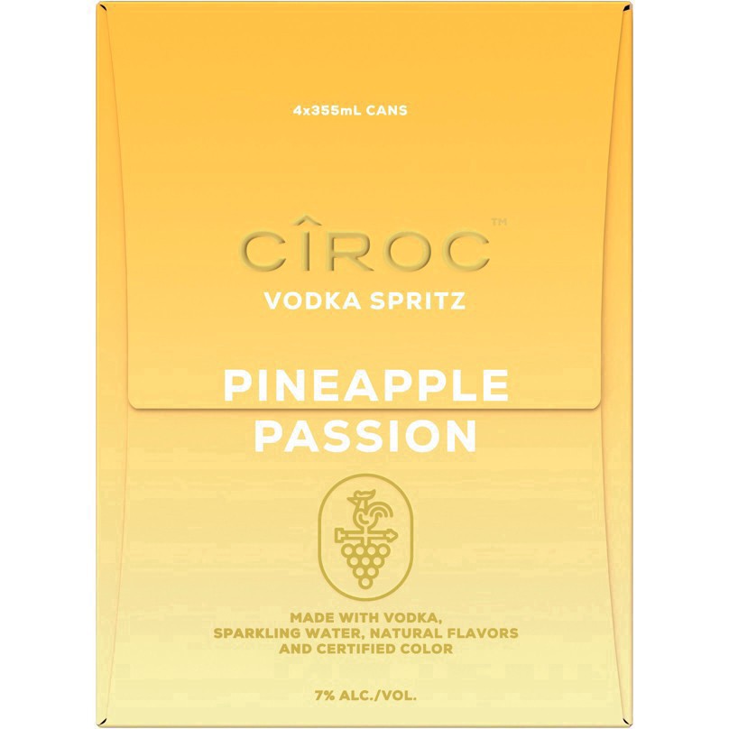 slide 11 of 13, CIROC Vodka Spritz Pineapple Passion, 4-PACK (4 x 12 fl oz), 355 ml