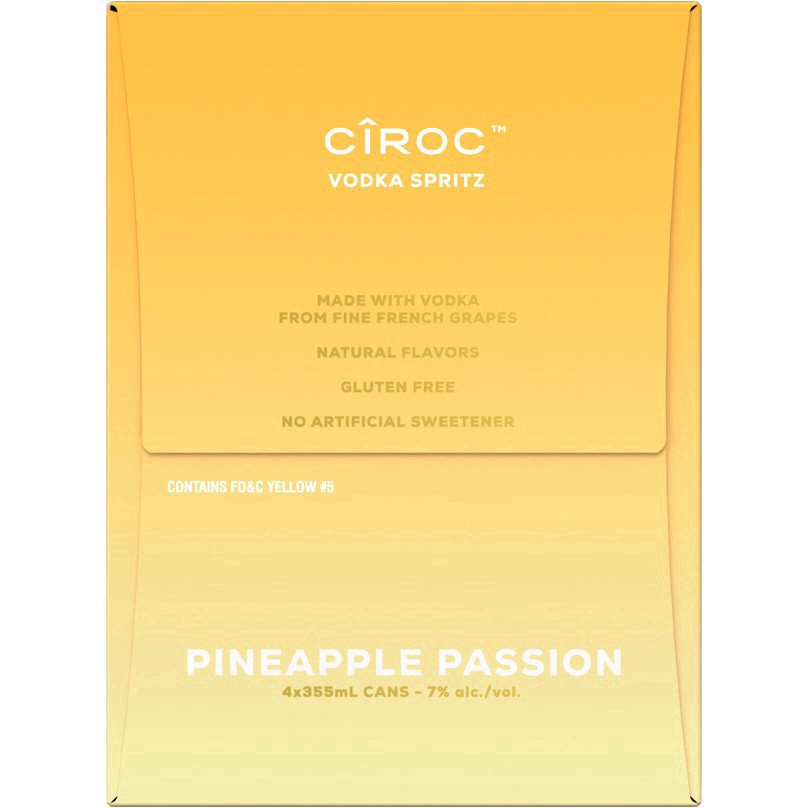 slide 13 of 13, CIROC Vodka Spritz Pineapple Passion, 4-PACK (4 x 12 fl oz), 355 ml