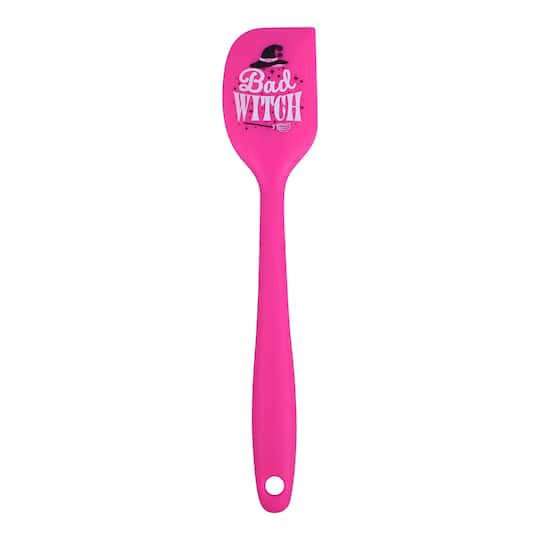 slide 1 of 4, Mini Pink Bad Witch Silicone Spoonula By Makery, 8 in