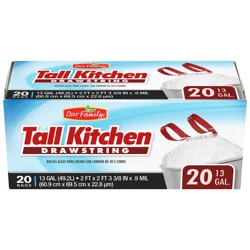 Our Family Drawstring Tall Kitchen Trash Bags